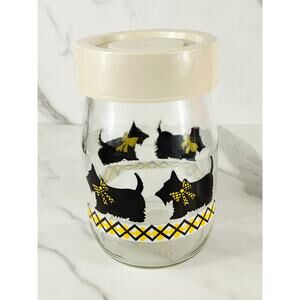 Carlton Glass Canister Cookie Jar w/ Lid Scottie Dog Scottish Terrier 6 1/2" 80s